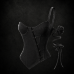 Gothic Rose Asymmetric Corset Top - Matte Black