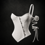 Gothic Rose Asymmetric Corset Top - Off-White
