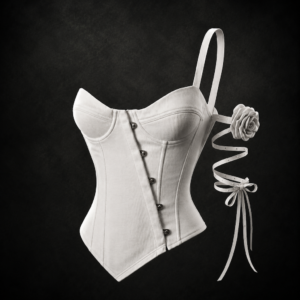Gothic Rose Asymmetric Corset Top - Off-White