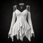 Gothic Handkerchief Ruffle Mini Dress - Snow White
