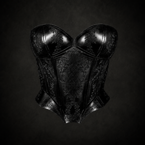Ornate Engraved Filigree Armor Corset - Polished Onyx