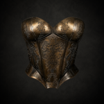 Ornate Engraved Filigree Armor Corset - Antique Bronze