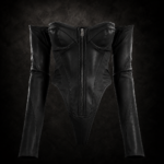 Off-Shoulder Harness Bodysuit - Matte Black