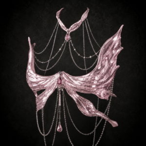 Liquid Chrome Butterfly Armor Top - Metallic Rose