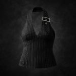 Executive Pinstripe Halter Corset Top - Classic Onyx