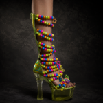 Cyber Kandi Gliterator Platform Heels - Neon Acid Lime