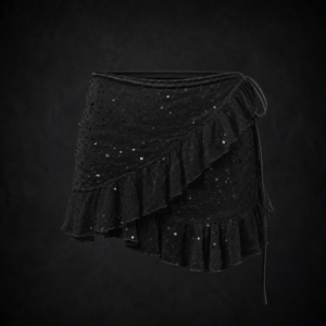 Stardust Shimmer Sequin Wrap Skirt - Midnight Onyx