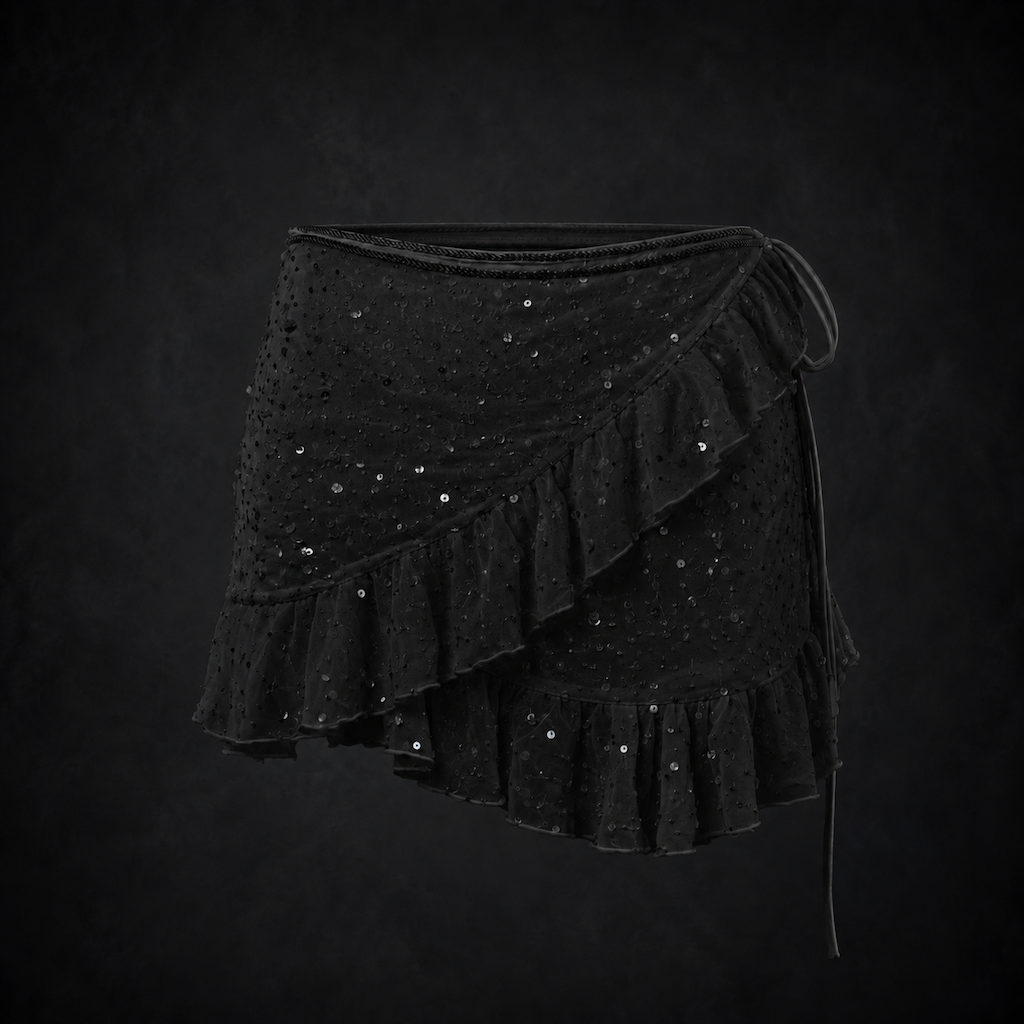 Stardust Shimmer Sequin Wrap Skirt - Midnight Onyx Stardust Shimmer Sequin Wrap Skirt - Midnight Onyx