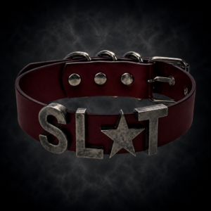 Rebel Icon Lettered Statement Choker - Oxblood Burgundy