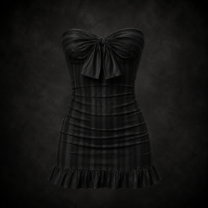 Candy Stripe Ruched Bow Mini Dress - Shadow Stripe