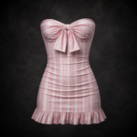 Candy Stripe Ruched Bow Mini Dress - Pastel Peppermint