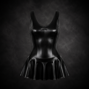 Ballerina Wet-Look Skirted Bodysuit - Liquid Obsidian