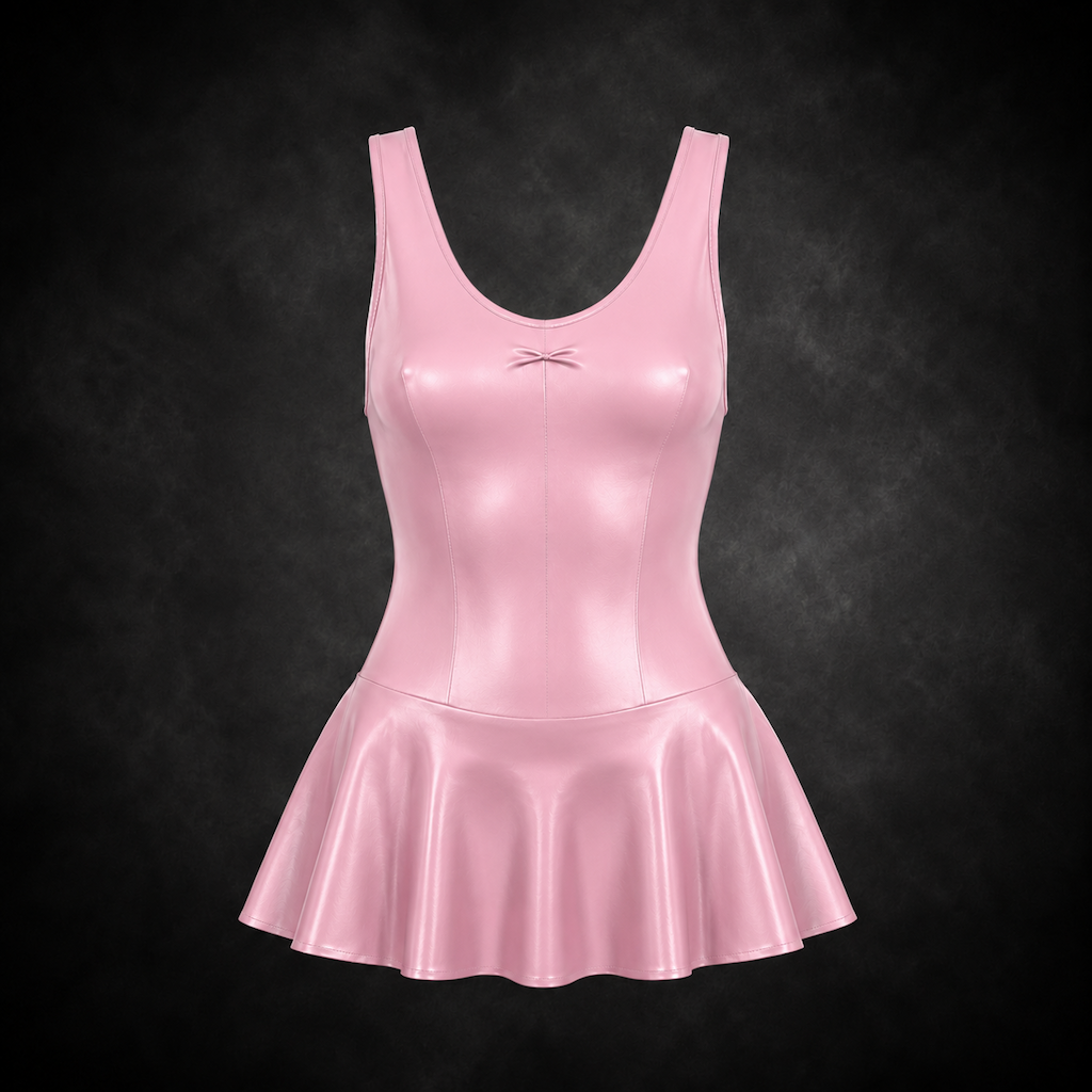 Ballerina Wet-Look Skirted Bodysuit - Pastel Bubblegum
