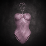 Matrix Metallic Perforated Bodysuit - Ethereal Rose