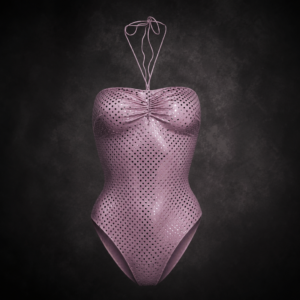 Matrix Metallic Perforated Bodysuit - Ethereal Rose