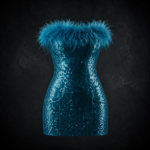 Siren Sequin Feather Mini Dress - Midnight Onyx