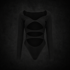 Cyber Cut-Out Long-Sleeve Bodysuit - Midnight Onyx