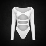 Cyber Cut-Out Long-Sleeve Bodysuit - Stark Alabaster