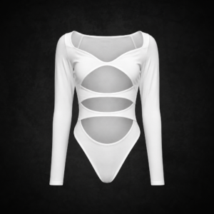 Cyber Cut-Out Long-Sleeve Bodysuit - Stark Alabaster