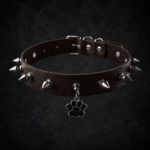 Cyber Paw Spiked Leather Choker - Grunge Espresso