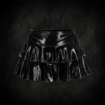 Cyber Venus Tiered Metallic Mini Skirt - Liquid Obsidian