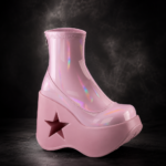 Cyber Astral Star Platform Ankle Boots - Holographic Aurora