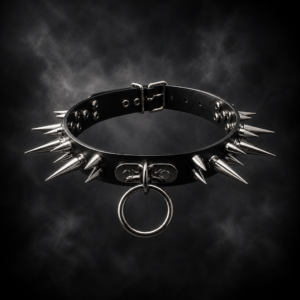 Dominatrix Heavy Spiked O-Ring Choker - Matte Onyx